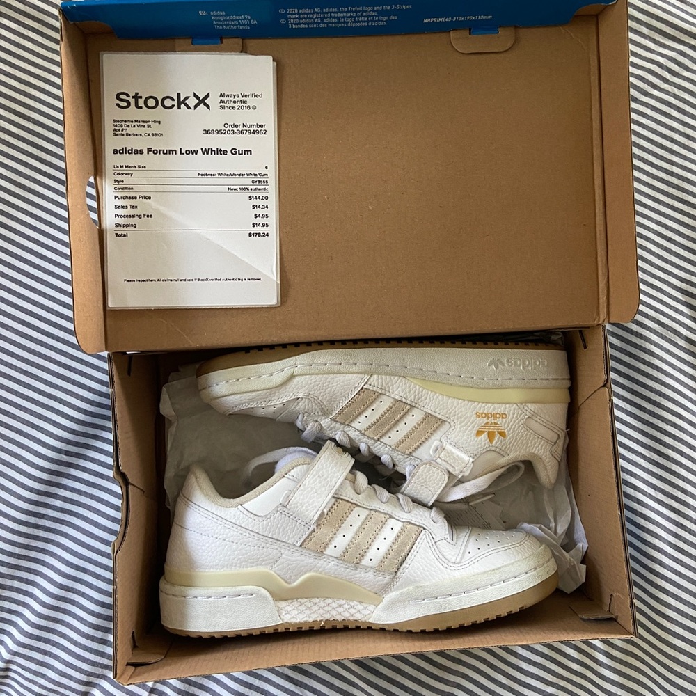 Adidas Forum Low White Gum - fits Womens Size 7 men’s size 6